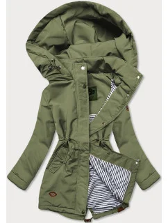 Dámska bunda v khaki farbe s kapucňou (CAN-563)