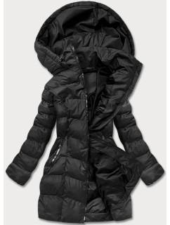 Čierna dámska zimná bunda s kapucňou (5M750-392)