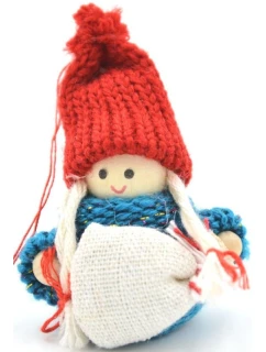 DEKORATÍVNA BÁBIKA S TAŠKOU MODRÉ DIEVČA 7,5 CM