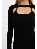 Pruhované vypasované šaty čierne