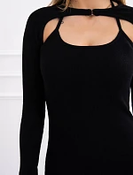 Pruhované vypasované šaty čierne