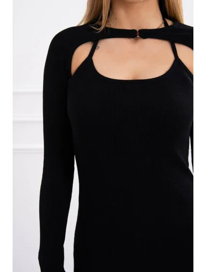 Pruhované vypasované šaty čierne