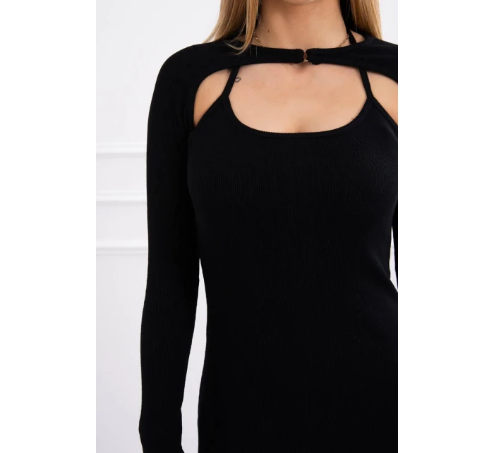 Pruhované vypasované šaty čierne