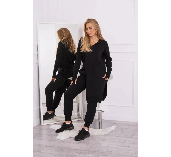 Souprava mikiny s delší model 18749182 černá - K-Fashion