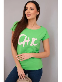 Dámska bavlnená blúzka s potlačou CHIC zelená