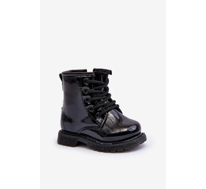 Dziecięce Botki Lakierowane Z Suwakiem Czarne Tibbie