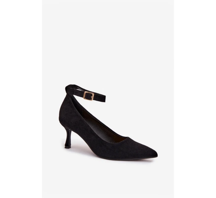 Eko semišové lodičky Devoria - čierne Eko semišové lodičky Devoria - čierne