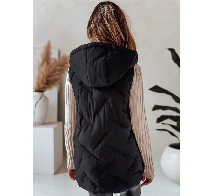 Dámska prešívaná vesta s kapucňou čierna FashionStreet TY5105