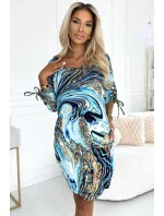 SOPHIE Pohodlné dámské oversize šaty s kapsami a se vzorem světle model 20543692 - numoco SOPHIE Pohodlné dámské oversize šaty s kapsami a se vzorem světle model 20543692 - numoco