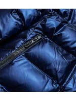 Tmavo modrá/žltá dámska prešívaná bunda s kapucňou (xw817x) Tmavo modrá/žltá dámska prešívaná bunda s kapucňou (xw817x)