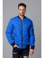 Modrá prošívaná pánská bunda typu "bomber" model 18344889 - J.STYLE
