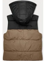 Tmavě krátká dámská vesta s kapucí model 18983670 - J.STYLE Tmavě krátká dámská vesta s kapucí model 18983670 - J.STYLE