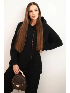Dámský teplákový komplet model 21441644 z bavlny s kapucí černý - K-Fashion