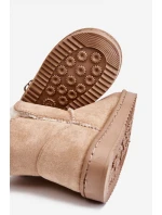 Dziecięce Wsuwane Ocieplane Botki Śniegowce Beżowe Catellie Dziecięce Wsuwane Ocieplane Botki Śniegowce Beżowe Catellie