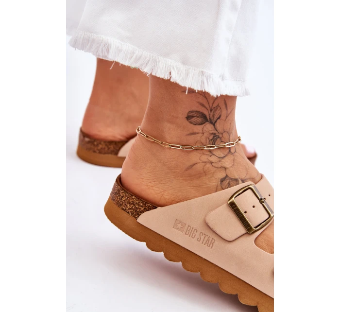 Klasyczne Damskie Klapki Big Star LL274478 Beżowe