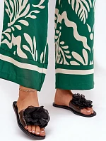 Transparentne Płaskie Klapki Damskie Ze Sztucznym Kwiatem Czarne Vobetta