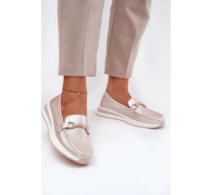 Skórzane Mokasyny Damskie S.Barski GR51-598 Perłowy Róż