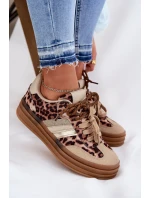 Sneakersy Damskie Na Platformie Z Podwójnym Sznurowaniem Panterka Beżowe Niteria Sneakersy Damskie Na Platformie Z Podwójnym Sznurowaniem Panterka Beżowe Niteria