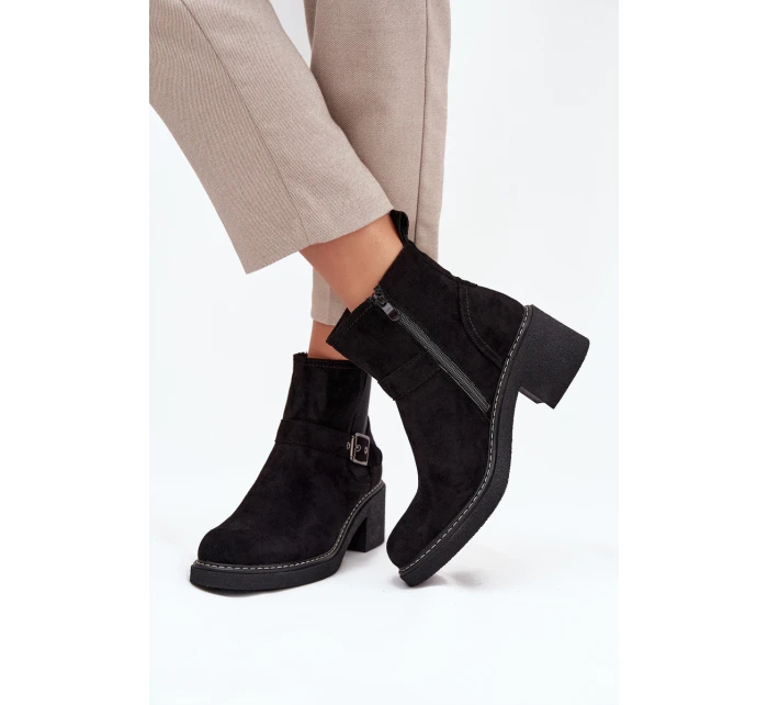 Dámské kotníkové boty na s přezkou černé model 21707424 - Boto Dámské kotníkové boty na s přezkou černé model 21707424 - Boto
