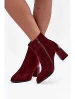 Botki Damskie Z Naturalnego Zamszu Na Słupku Ocieplane D&A CR52-718 Bordowe Botki Damskie Z Naturalnego Zamszu Na Słupku Ocieplane D&A CR52-718 Bordowe