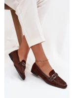 Dámske mokasíny s ozdobnými detailmi Evelora - čokoládové Dámske mokasíny s ozdobnými detailmi Evelora - čokoládové