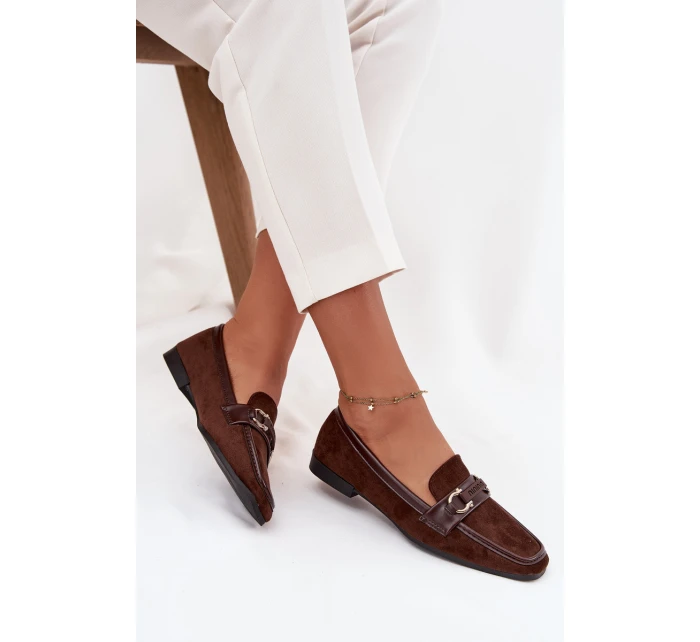 Dámske mokasíny s ozdobnými detailmi Evelora - čokoládové Dámske mokasíny s ozdobnými detailmi Evelora - čokoládové