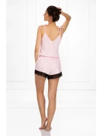 Dámské pyžamo Laura Světle růžová s černou - Momenti Per Me
