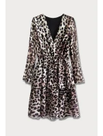 Béžové dámské šaty s přeloženým obálkovým výstřihem model 15498070 - MADE IN ITALY Béžové dámské šaty s přeloženým obálkovým výstřihem model 15498070 - MADE IN ITALY