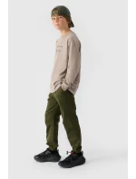 Chlapecké Kalhoty Jogger Casual Hladké Khaki model 21668677 - 4F