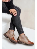 Kožené Botky Na Plochém Podpatku Hnědé Zazoo model 21679956 - NOBO