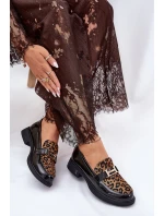 Kožené Lakované Mokasíny Leopard model 21691262 Černé - VINCEZA
