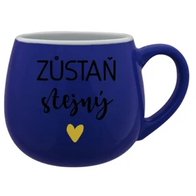 ZŮSTAŇ STEJNÝ - modrý keramický hrníček 300 ml