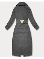 Dámsky dlhý kabát s opaskom S'West s čiernym pruhom (B8542-1)