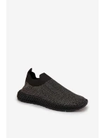 Wsuwane Buty Sportowe Damskie Ze Zdobieniem D&A TW121 Czarne Wsuwane Buty Sportowe Damskie Ze Zdobieniem D&A TW121 Czarne