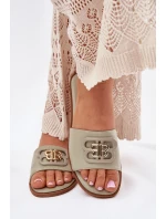 Ploché Dámské Pantofle S Ozdobným Detalem Zelené model 21699585 - Boto