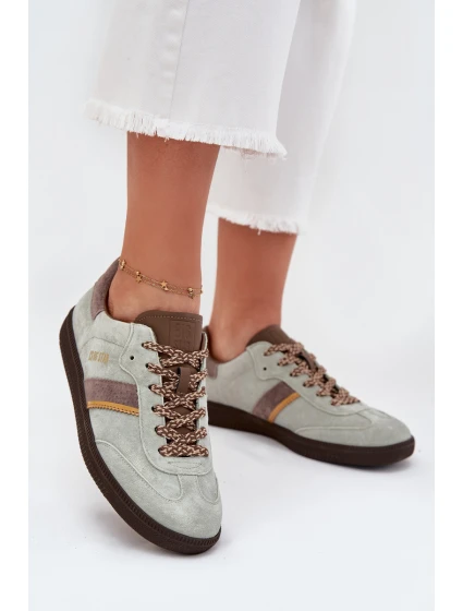 Zamszowe Niskie Sneakersy Damskie Big Star SS274678 HI-POLY SYSTEM Miętowe