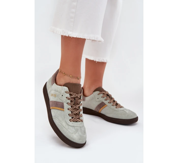 Zamszowe Niskie Sneakersy Damskie Big Star SS274678 HI-POLY SYSTEM Miętowe