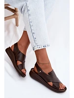 model 22122925 Kožené dámské sandály čokoládové - Zazoo