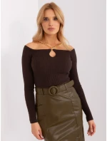 Sweter EM SW model 19069264 ciemny brązowy - FPrice Sweter EM SW model 19069264 ciemny brązowy - FPrice