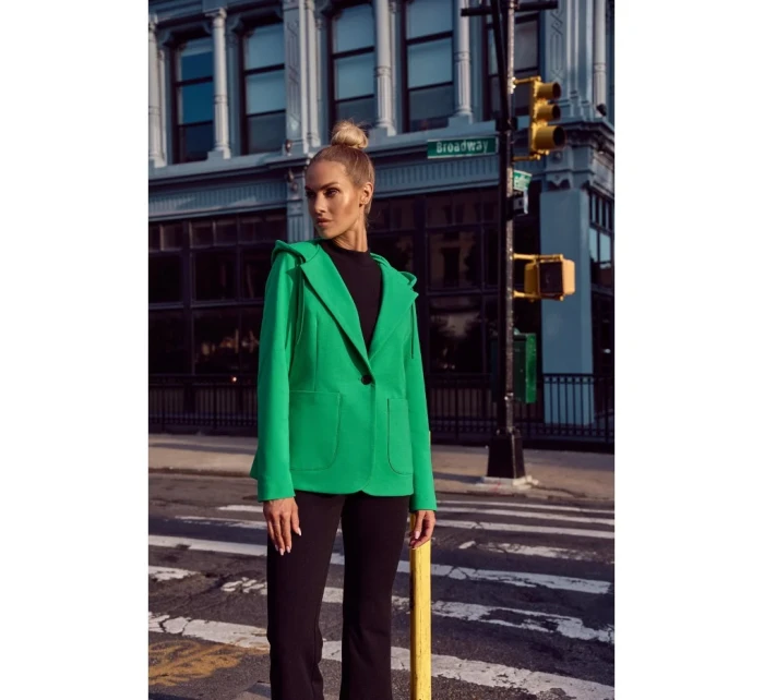 M691 Blejzer s kapucňou a jedným gombíkom - zelený M691 Blejzer s kapucňou a jedným gombíkom - zelený