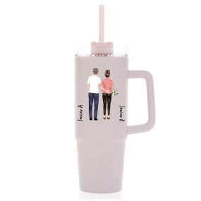 Personalizovaná termoska s průhledným víčkem s párem 