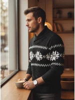 Pánsky čierny sveter FashionStreet WX2268 Pánsky čierny sveter FashionStreet WX2268