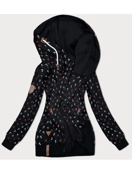 Černá hrubší mikina se zipem a se vzorem model 21310430 - 6&8 Fashion