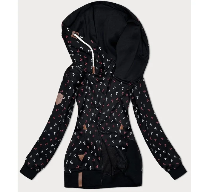 Černá hrubší mikina se zipem a se vzorem model 21310430 - 6&8 Fashion