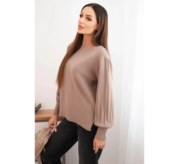 Dámsky viskózový sveter s dlhým rukávom a bočným rozparkom Fango Dámsky viskózový sveter s dlhým rukávom a bočným rozparkom Fango