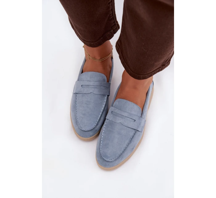 Dámské mokasyny z eko semiše modré Renelia