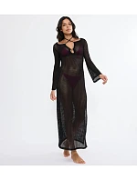 Plážové MyWear háčkované dlhé šaty LSL - BLACK - TRIUMPH BLACK - TRIUMPH