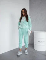 Dámska velúrová súprava s mikinou na zips mentolová (768)