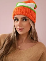 Kinga dámska čiapka K297 oranžová+zelená neón+biela