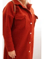 Dámske Plus veľkosť vlnený kabát s vreckami a golierom Rudy